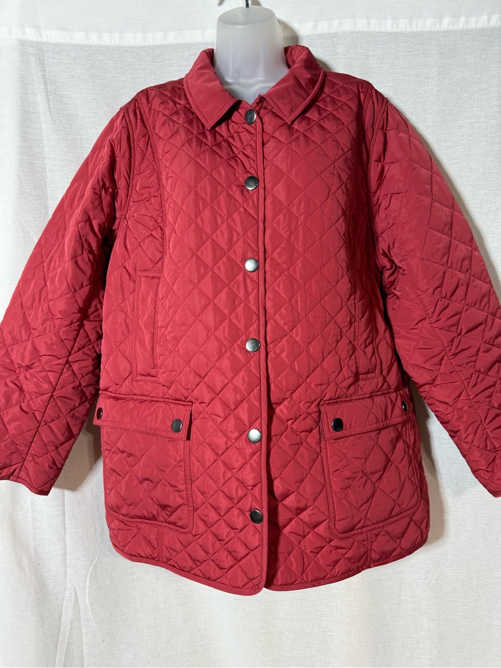 Joan Rivers Quilted Red Snap-Front Puffer Jacket Size XL